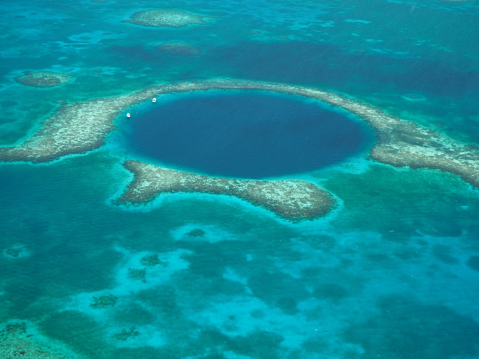 Belize diving location the Great Blue Hole from the air